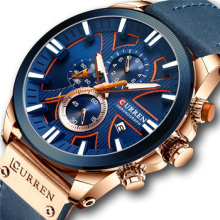 CURREN 8346 Mens Watches Chronograph Watch Quartz Wristwatches Luxury Leather Luminous Relogio Masculino